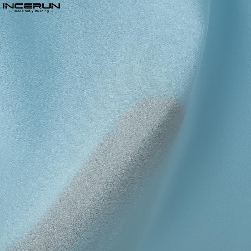 INCERUN Summer Men's Batwing Sleeve Semi-Sheer Chiffon Casual Oversized T-Shirts