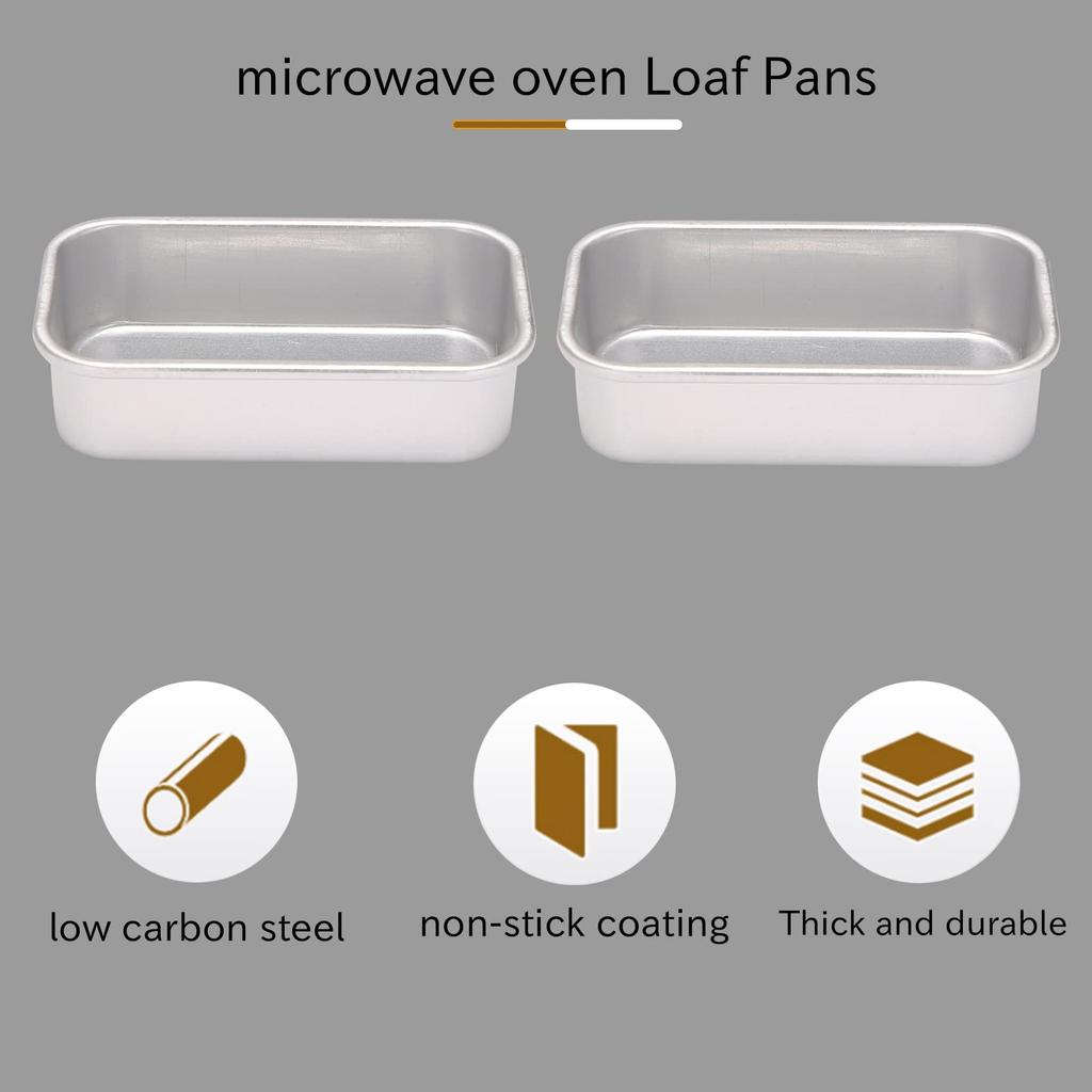 Haskoss 4 Pieces Aluminum Alloy Loaf Tin Rectangular Non-Stick Bread Mold Loaf Pan Baking Tools for Kitchen Dining Bar Supplies
