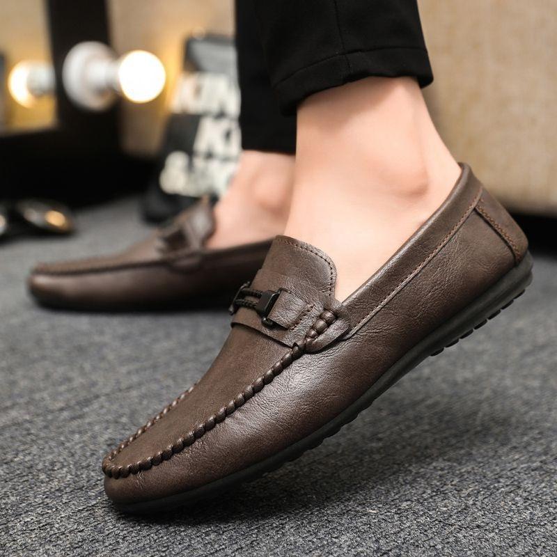Round Toe Breathable Soft Man Casual Shoe Legitimate Summer Sale Classic Original Slip-on Social Luxury Pu Leather Shoes for Men