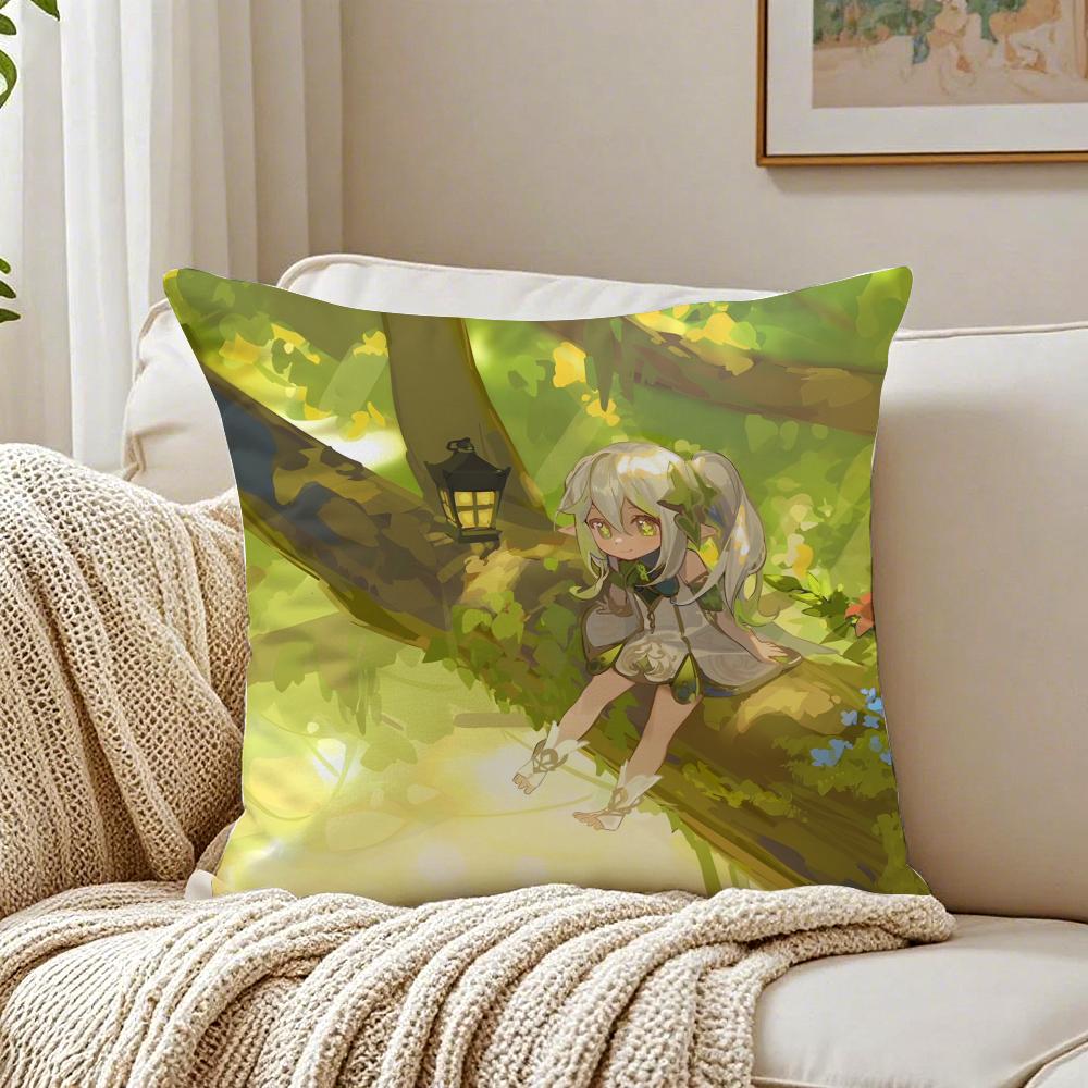 NNahida GGenshin IImpact anime game Cushion Cover Linen Minimalist Soft for Sofa Bed Home Room Decor