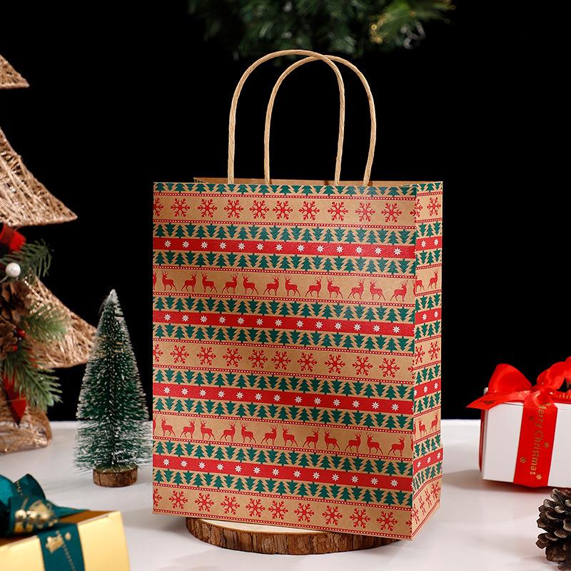Grensoverschrijdende Kerst Kraftpapier Cadeauzak en Cadeaubox Handtas