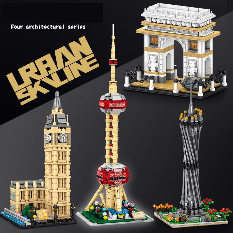 TOYLINX Building Blocks Architectural Model Set Landmarks Canton Tower Arc De Triomphe Big Ben Oriental Pearl Tower for Kids