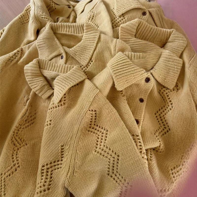 The New Early Autumn High-end Wear Is Unique and Super Good-looking, and the Yellow Knitted Cardigan Jacket Is for Women.