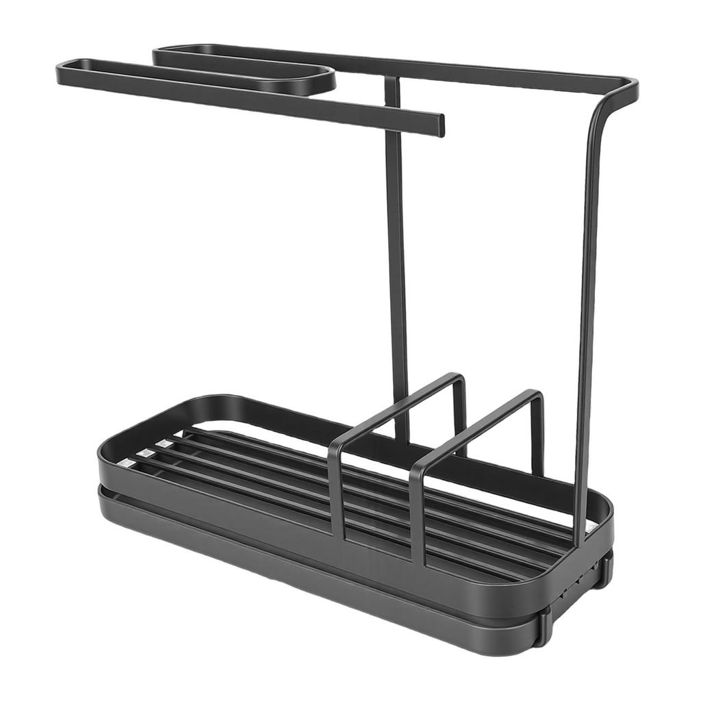 Kitchen Sink Multifunctional Metal Sponge Soap Brush Storage Rack with Towel Holder