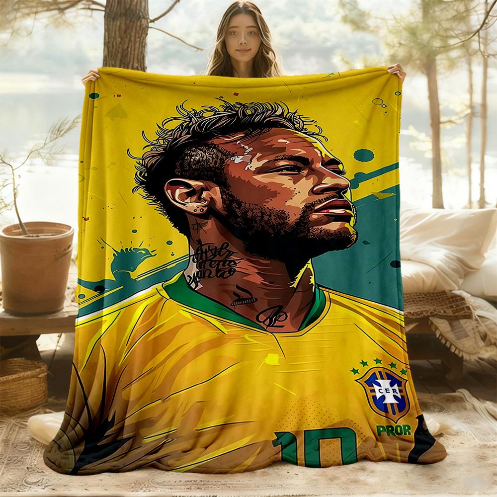 1PC Soccer Star Outdoor Blanket Lightweight Flannel, Soft & Warm, All-Season Use for Sofa, Outdoor, Camping, Living Room, Office81