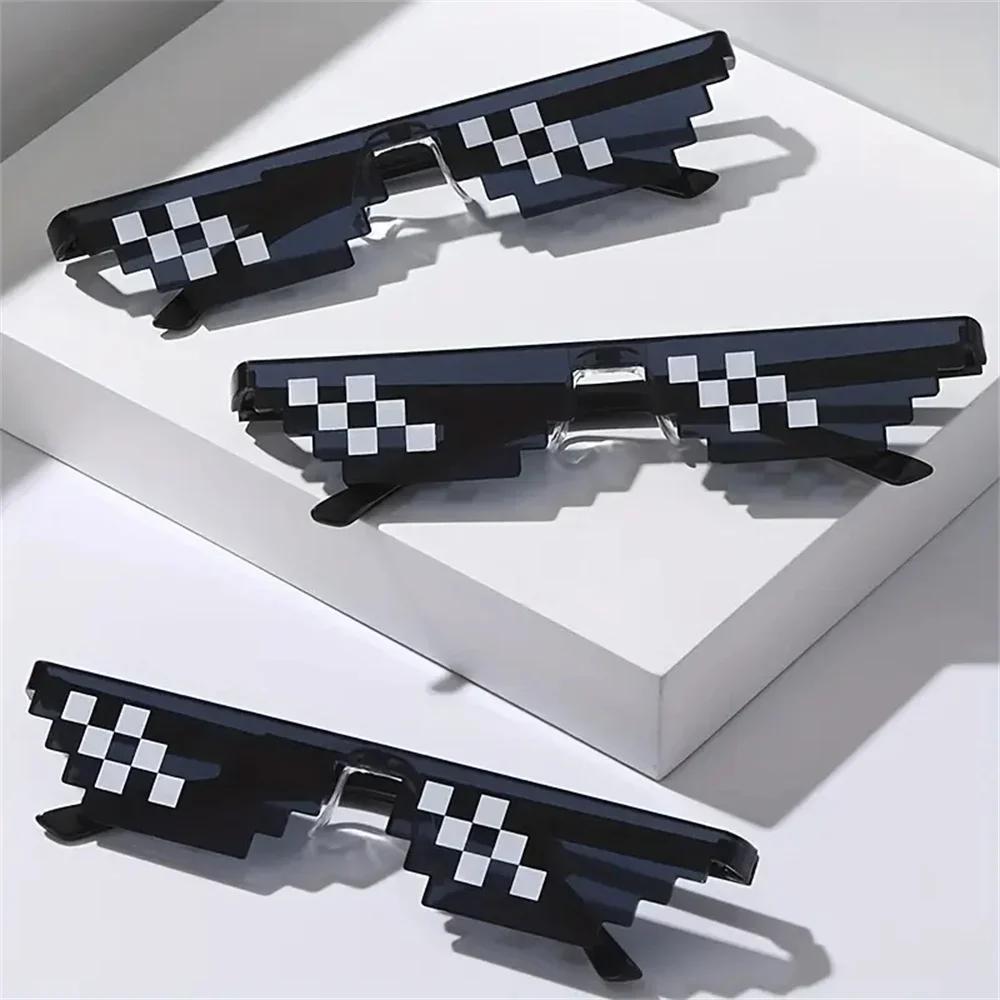 Mosaic Funny Party Glasses Festival Party Photo Props Anime Pixel Glasses Pixelated-Meme Gamer Decor Favor Funny Creative Gifts