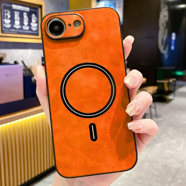 Lambskin Faux Leather Magnetic Case for iPhone 15 Pro Max, PU+TPU+PC Wear-resistant Shockproof Protective Cover