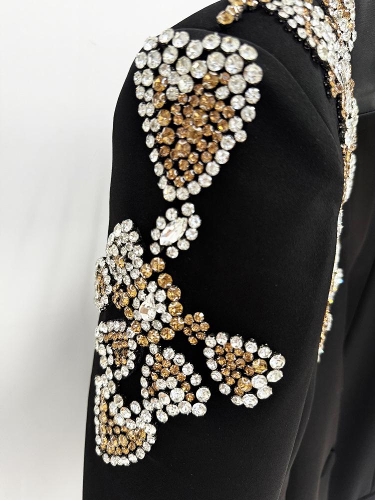 High-End Embroidered Rhinestone Suit Jacket with Slit Pants - Early Spring 2026 Collection