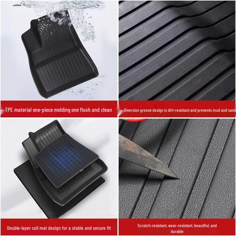 Compatible Floor Mats for Tesla Model 3/Y: Driver, Passenger, Rear Row