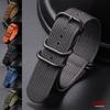 18mm 20mm 22mm 24mm Ribbed Watch Band Black Ring Buckle Black Nylon Striped Strap for Omega Military Weave Sport Bracelet Belt