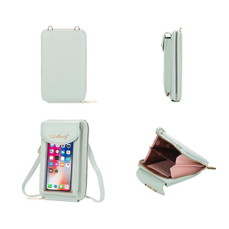 Baellerry Fashion Zipper Shoulder Bags for Women PU Leather Clear Can Touch Screen Phone Bag Crossbody Messenger Bags