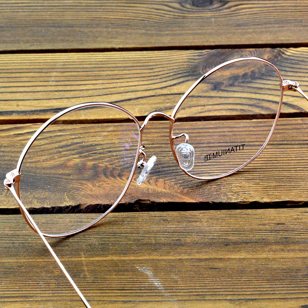 Full-Rim Gold Titanium Oversized Oval Optical Glasses Frame – Lightweight Metal Eyewear for Men and Women