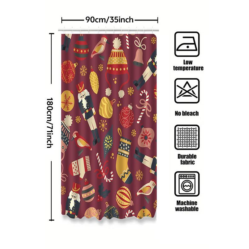 Tu Festive Christmas Shower Curtain Holiday Bathroom Decor Reindeer Snowman Pattern Waterproof Fabric Holiday Home Decor Gift Id