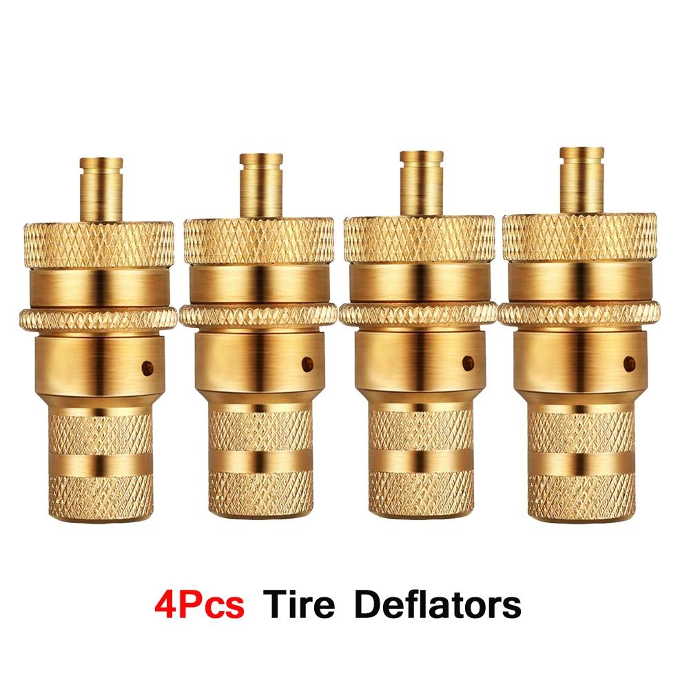 2/4Pcs Universal Offroad Brass Tire Deflators Kit Automatic 6-30psi Tyre Tire Pressure Relief Valve Deflators Bleeder Valve Caps