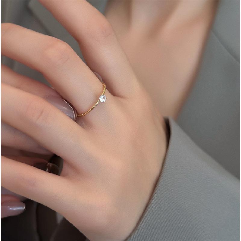 Very Fine and Shiny Embroidered Line Ring, Fine Diamond, 18K Gold Plated Ring, INS Fashionable Personality Simple Index Finger Ring