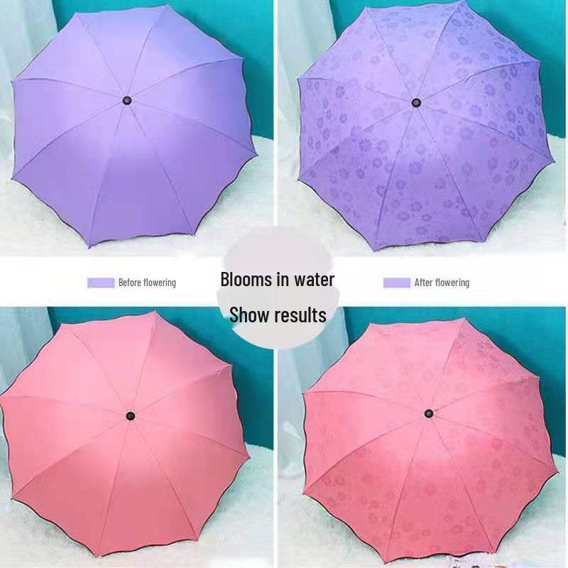 Blooming Umbrella: Korean Style, UV Protection, Lightweight, Durable, Eight Ribs, Black Glue, Waterproof