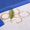 2021 Fashion Four-Piece Bracelet Set: Star, Moon, Rhinestone Peach Heart & Polished Surface
