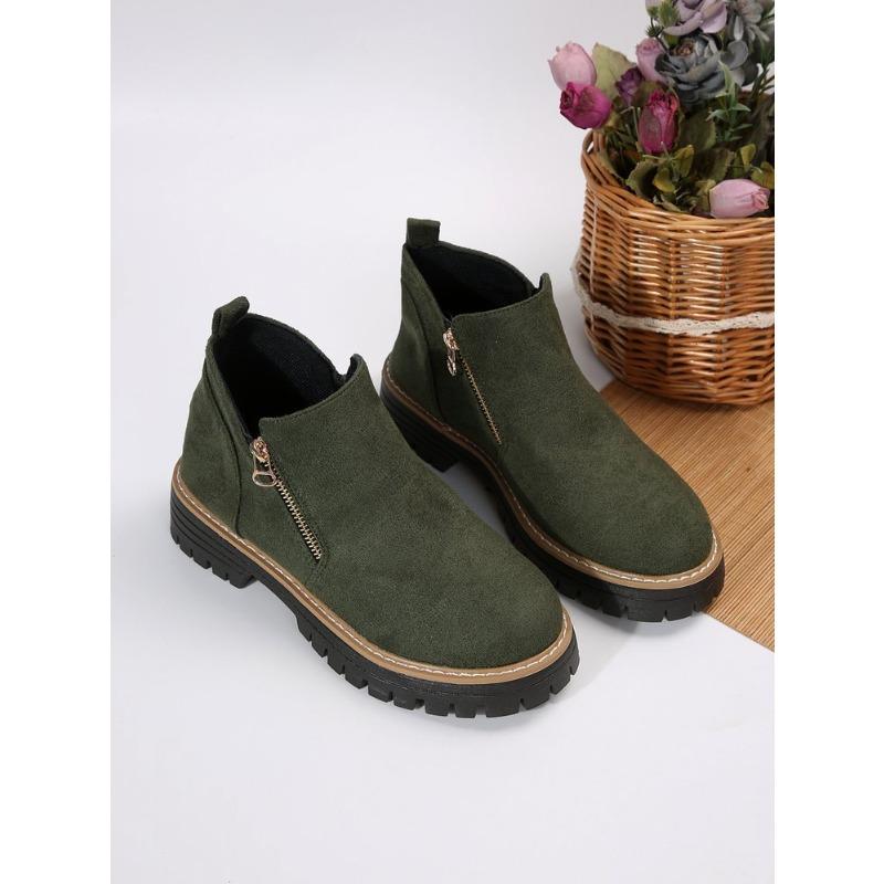 Autumn New Retro Design Casual Zipper Short Boots for Women Comfortable Versatile Non Slip Fashion Thick Soled Ankle Boots