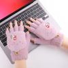 Color Plush Windproof Outdoor Half Finger Gloves Women's Gloves Flip Cover Gloves Thick Mittens