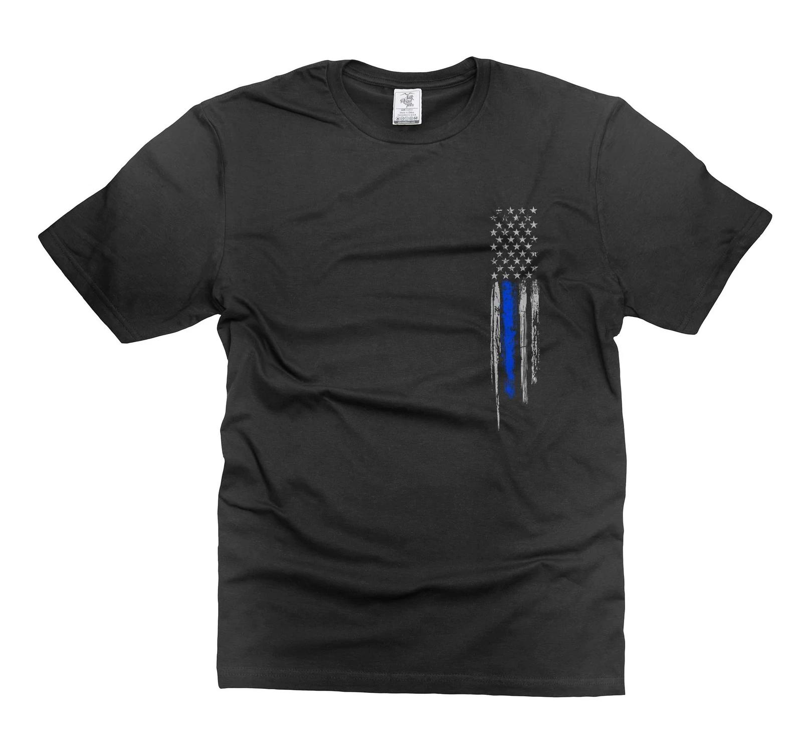 Mens Police Pocket Flag T-Shirt Police Shirts Police Patriotic Tee Shirt For Him XL
