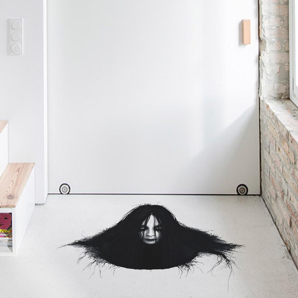 Halloween Horror Female Ghost Head Bedroom Living Room Floor Atmosphere Decoration Stickers