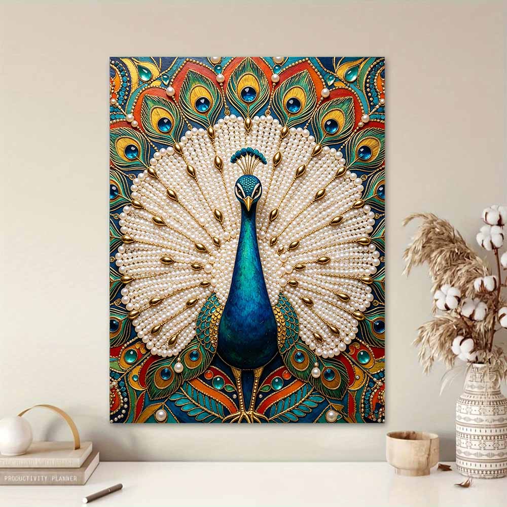 5D Pearl Kit Majestic Peacock Pattern DIY Rhinestone Art Relaxing Handmade Ornament Home Wall Desktop Decoration for Beginners