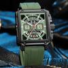 MEGIR Men's Square Chronograph Watch 3ATM Waterproof Quartz Sport Wristwatch for Men with Date & Stopwatch Relogio Masculino