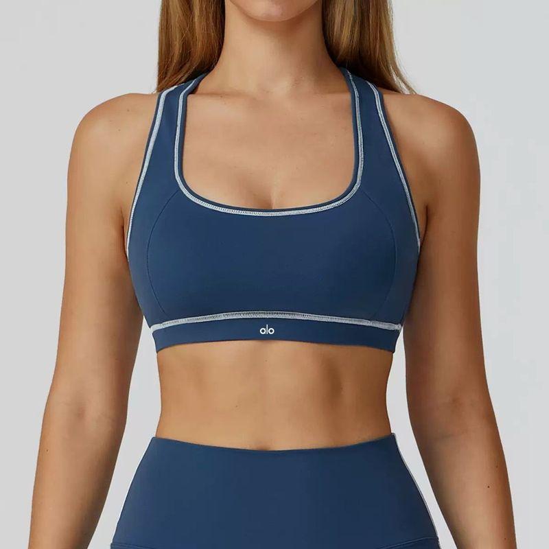 

Oiob Yoga Clothes Set Women s Belt Chest Pad 2025 New Pilates Training Trousers Fitness Sports Bra Vest Dark Blue (Bra) M