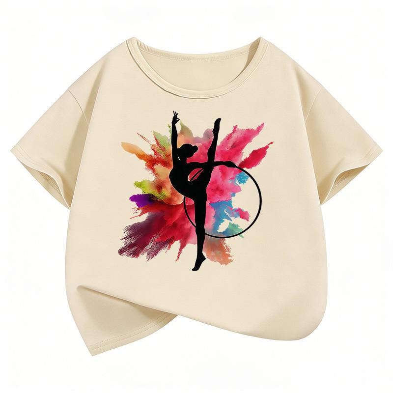 Mode Retro Tanzen Buntes Design T-Shirts Y2k Kurzarm Kinder Kinder T-Shirt Mädchen Sommer Frühling Lässiges Oberteil Tee