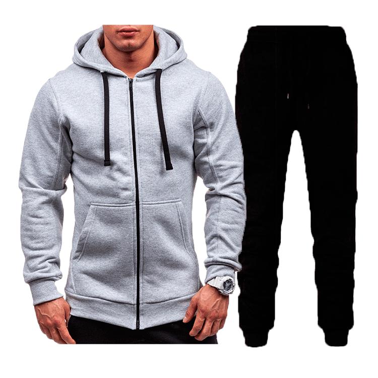 New Casual Sweatshirt Zipper Hooded Sweatshirt Jacket Men's Solid Color Cardigan Suit