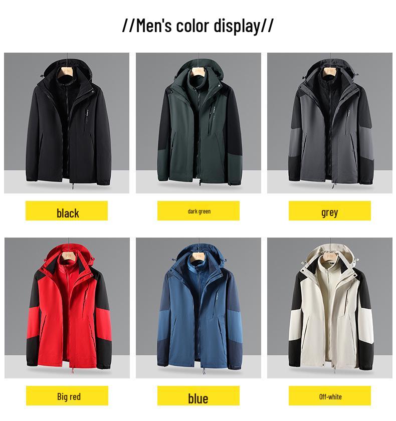 Women's Mink Fleece-Lined Three-in-One Detachable Waterproof Windproof Mountaineering Suit