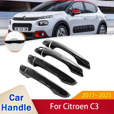 Citroen için C3 Çapraz SX SY 2017 2018 2022 2023 Parlak Siyah Dış Kapı kulp kılıfı Çıkartmalar Trim Araba
