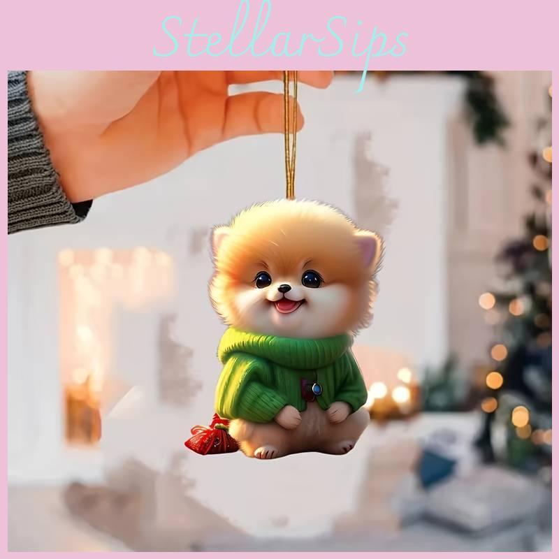 Entzückender Plüschhund Acryl Auto Rückspiegel Hängedekoration Anhänger Geschenk