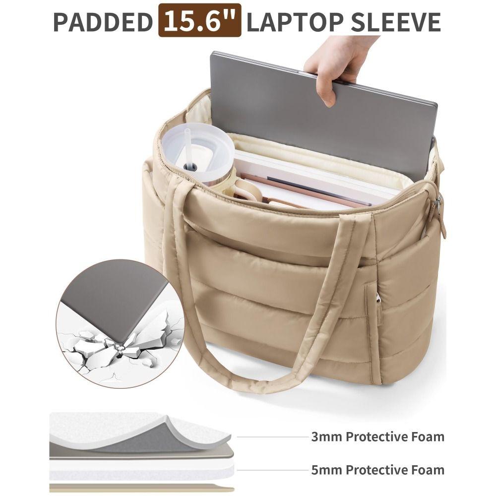 Large Capacity Puffer Tote Bag for Women with Coin Purse Water-resistant Puffy Handbag Casual Multiple Pockets Commuting Bags