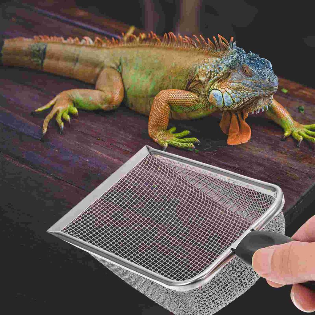 1pc Stainless Steel Reptile Sand Shovel Filtering Mesh Litter Scooper Substrate Cleaner Fine Bedding Sifter Metal Scoop Tool