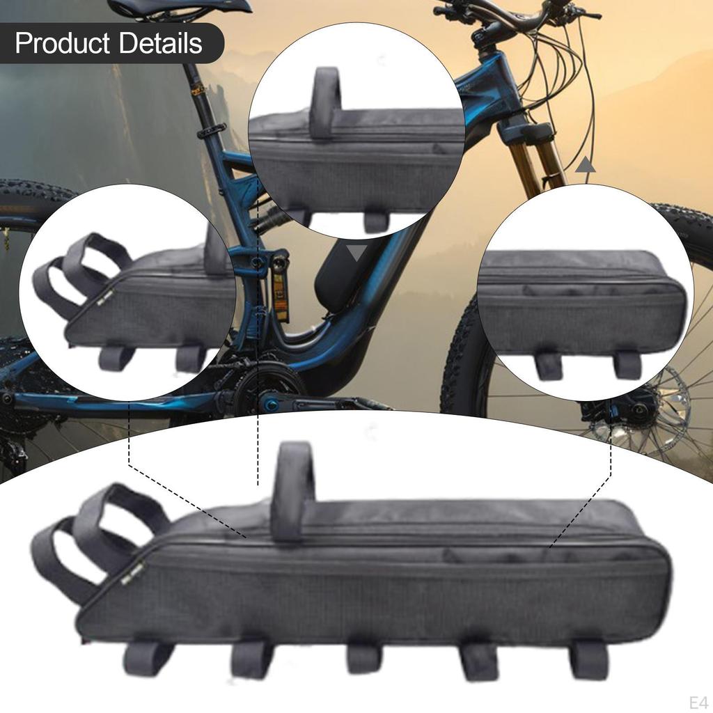 Frame Storage Bag Front Pouch Holder Container Zipper Electric Bike Power for Mini Air Pump Trip