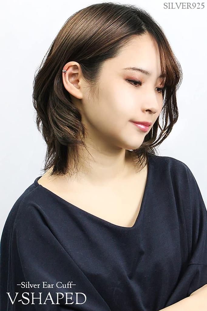 Shinjuku Gin no Kura V-Line Silver 925 Ear Cuff (Single Earring) - Simple Design
