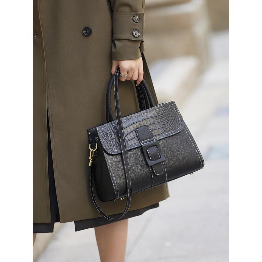

Authentic Leather Bags For Women Lock Top Shoulder Messenger Bags Super Soft Leather Ladies Bags Premium Durable