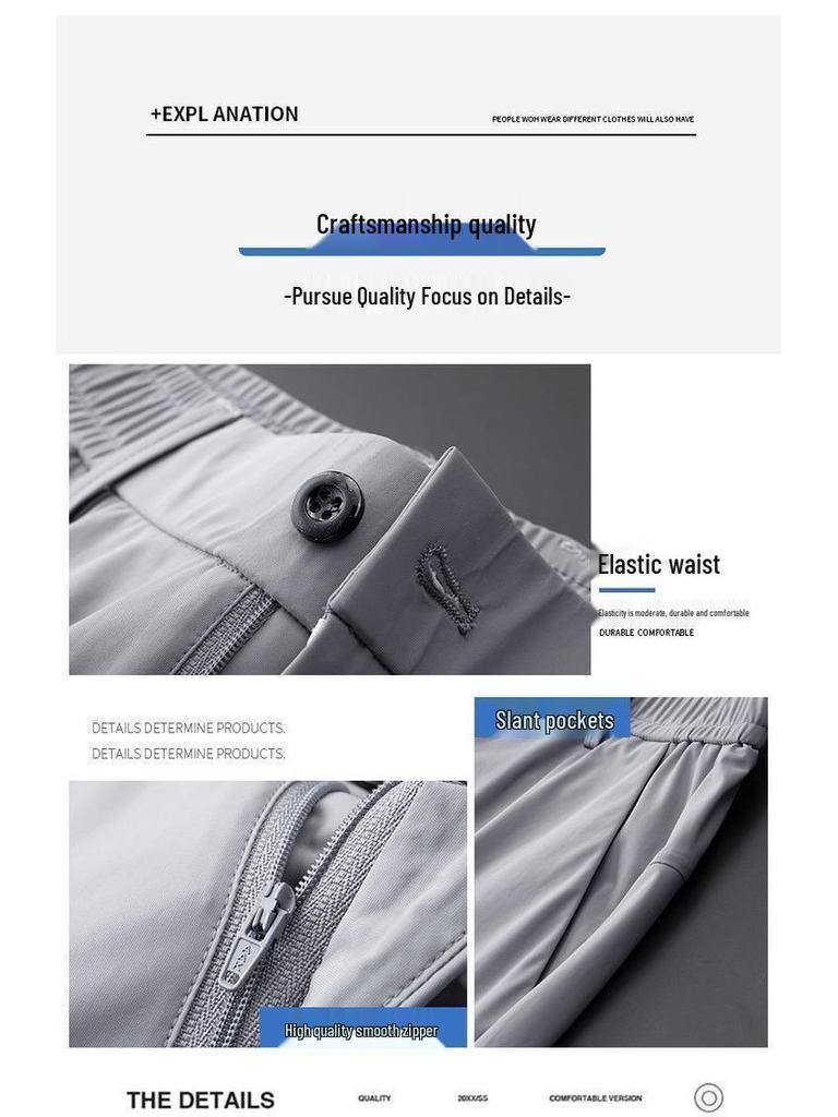 2026 Men's Trendy Summer Ice Silk Drape Casual Trousers: Non-Iron, High Stretch, Loose Straight Fit for Business