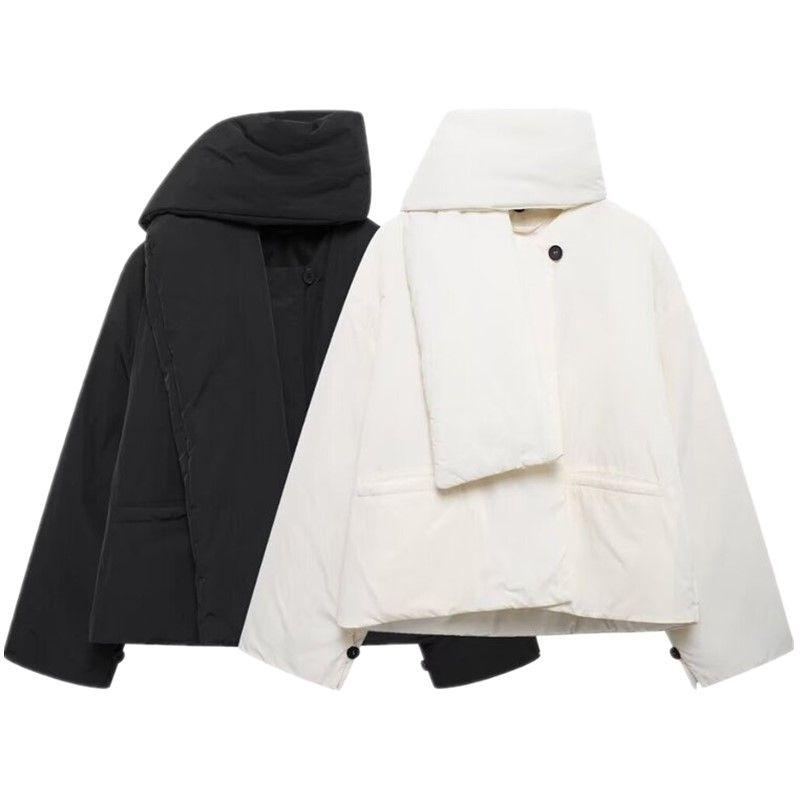 Fashion Style 2024 Winter New Women's Clothing Stylish Short Version Padded Jacket Cotton Padded Coat Outwear with Scarf 6764913