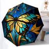 1PC Butterfly Stained Design Automatic Open/close, All-Season Portable Folding Umbrella for Women & Men Yy250919180