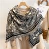 122*128cm Oversized  Imitation Cashmere Wrap with Tassels, Floral Travel Blanket Cape Pashmina Shawl for Women, Versatile scarf