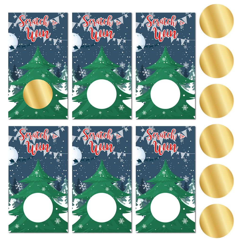 Christmas Party Cartoon Snowman Christmas Tree DIY Raffle Scratch Card Game Card Set