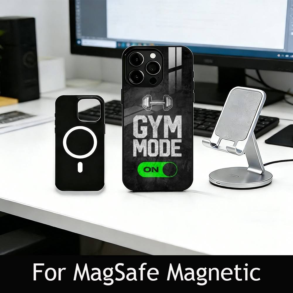 Gym Moode On Phone Case For iPhone17,16,15,14,13,12,11 Plus,Pro Magnetic For Magsafe Wireless Charging