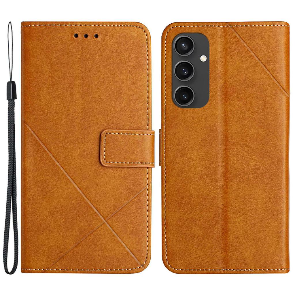 For Samsung Galaxy S24 FE Leather Case Line Pattern Wallet Phone Cover