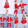 Soft Cotton Blend Children's Christmas Apparel Red Santa Suit For Boys And Girls