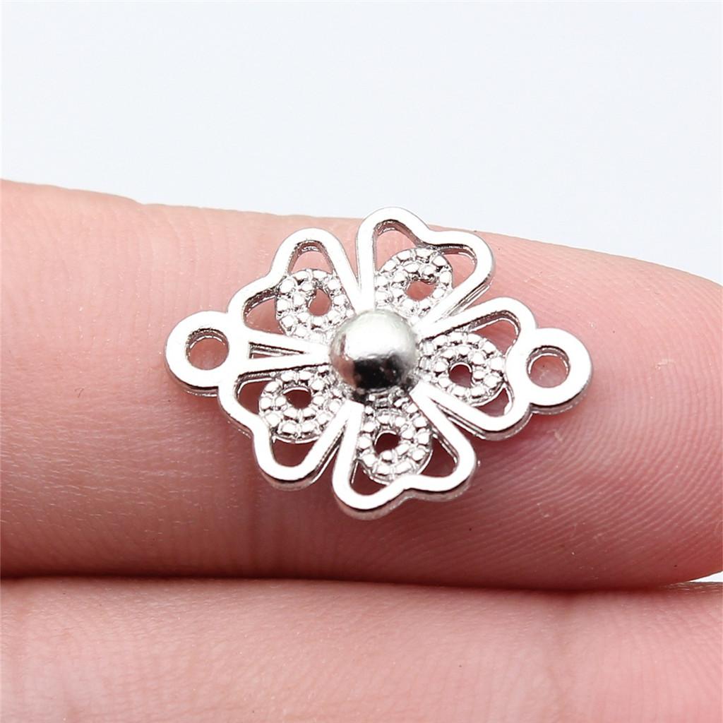 Flower Petal Connectors Botanical Themed Antique Bronze Zinc Alloy Jewelry Making Connect Charms Extender Connectors