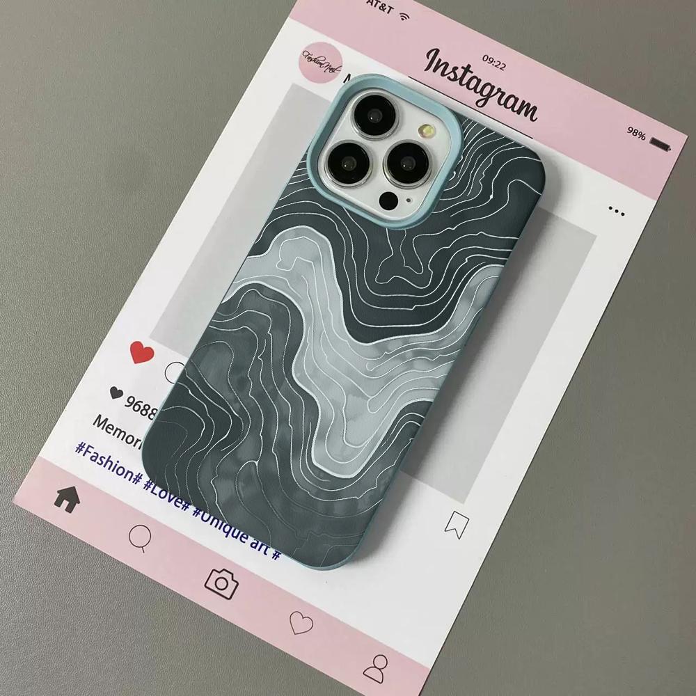 Mountain Range Curve Personality Phone Case For Iphone 17 Air 16 16e 15plus 14 13 12 11 Pro Max Protective Cover Soft Shell