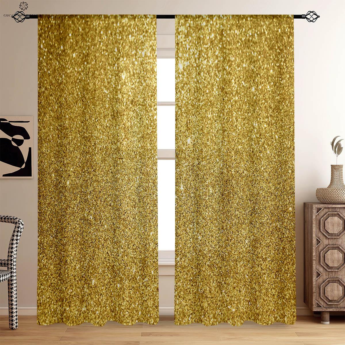 

Золотая пудра с блестками радужного цвета, напечатанные шторы, спальня, гостиная, декоративные шторы для кухни, можно сделать на заказ, 2 шт. W50xH130(CM)x2PCS&Grommet Top
