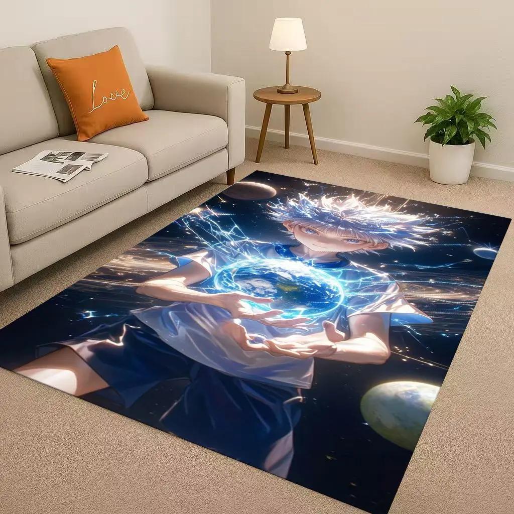 3D Anime Hunter X Hunter Killua Cartoon Living Room Non-Slip Area Rug Carpet for Bedroom Playroom Sofa,Home Decor Doormat Kids